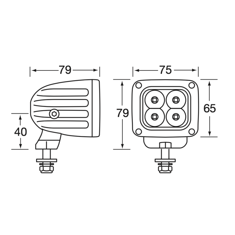 LIGHTING LED WORK LIGHT SPOT BEAM 9 - 36 VOLT 2000 LEMUNS