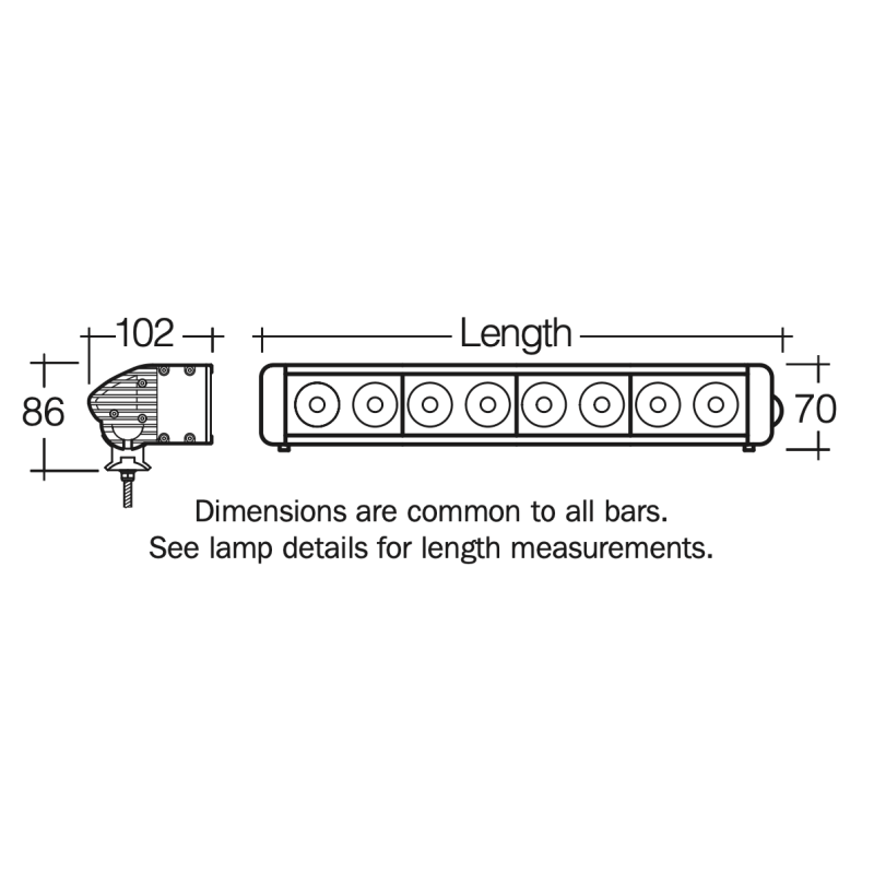 LIGHTING WORK LAMP BAR 12000 LUMEN 614MM
