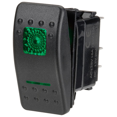 ELECTRICAL SWITCHES  ROCKER ON-OFF SWITCH LED GREEN