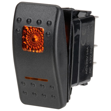 ELECTRICAL SWITCHES  ROCKER OFF-MOM ON SOST12V AMBER ILLUMINATES (CONTACTS RATE)