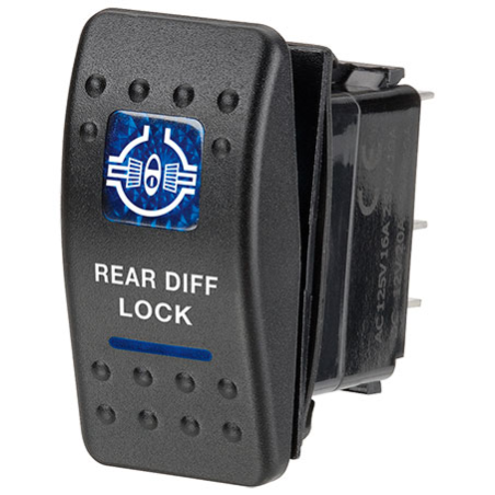 ELECTRICAL SWITCHES  ROCKER SWITCH ON-OFF  DPST 12V BLUE ILLUMINATED (CONTACTS RATED 20A)