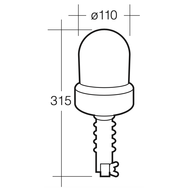 LIGHTING BABY FLEX HALOGEN BEACON AMBER 12-24 VOLTS POLE MOUNT