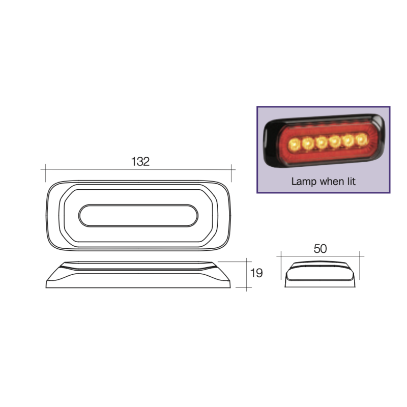 LIGHTING 6 X 1WATT RED OUTLINE LED MULTIPLE SURFACE STROBE AMBER FLASH MOUNT 11-30 VOLT