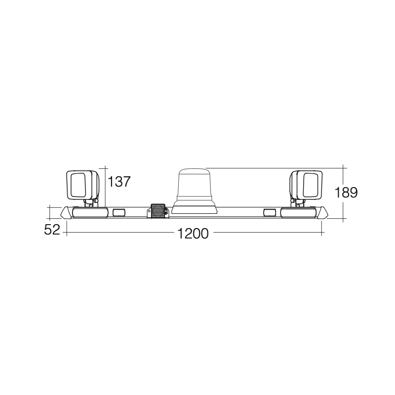 LIGHTING MINE BAR AMBER LED LOW PROFILE BEACON WITH LED WORK LAMPS STIR REVERSE ALARM