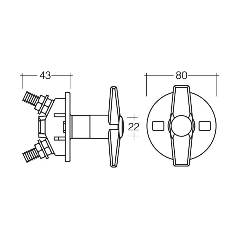 BATTERY ISOLATOR ON-OFF 300 AMP RATED ON-OFF