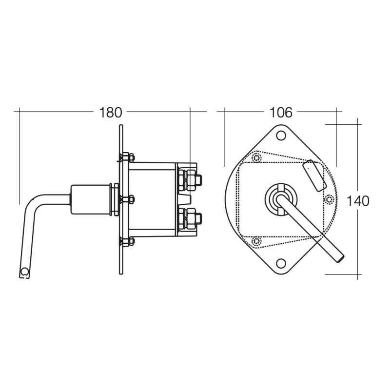 BATTERY ISOLATOR DUAL POLE ON-OFF WITH REMOVABLE KEY