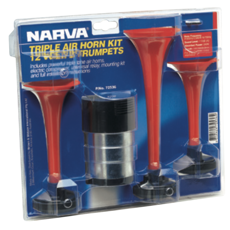 ALARM NARVA TRIPLE AIR HORNS 12 VOLT 117DB KIT