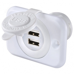 ACCESSORY  DUAL USB SOCKET FLUSH MOUNT WHITE