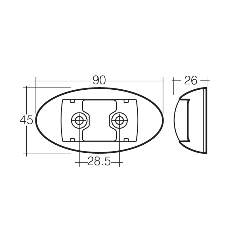 LIGHTS REAR MARKER LIGHT RED LED 9V TO 33V