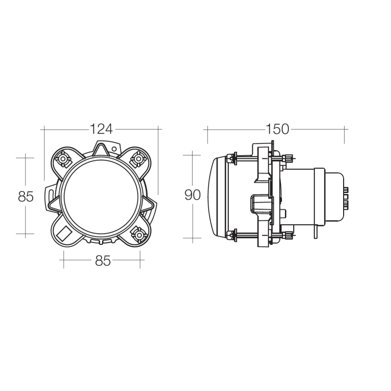 LIGHTS HALOGEN HEAD LIGHT ROUND 90MM 12V LOW BEAM-EACH