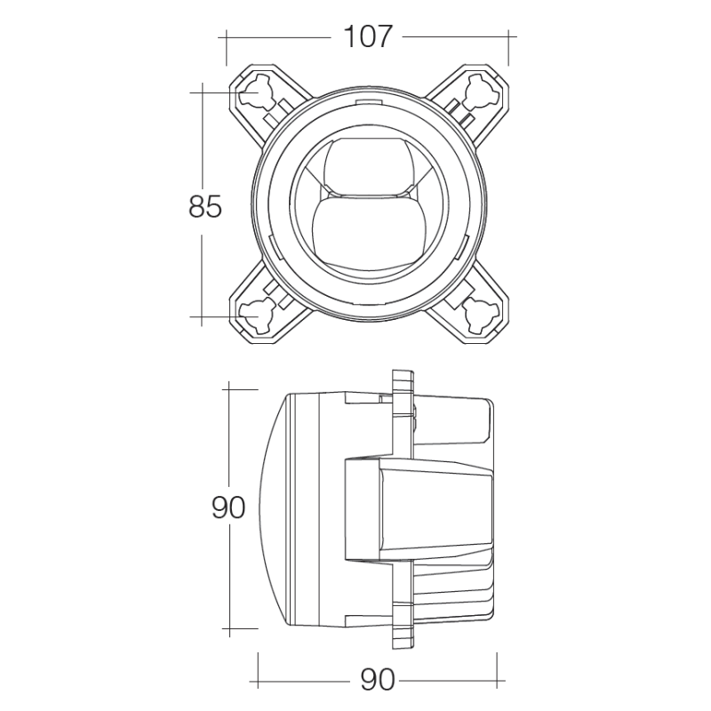 LIGHTS HALOGEN HEADLAMP LOW BEAM 9V TO 33V 90MM