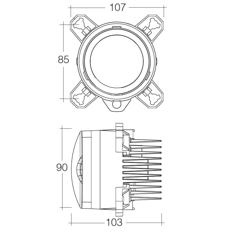 LIGHTS HALOGEN HEADLAMP LOW BEAM 9V TO 33V 90MM
