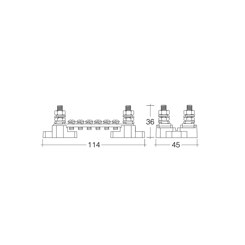 MULTI-PURPOSE  BUSS BAR 12 X M4 STUDS