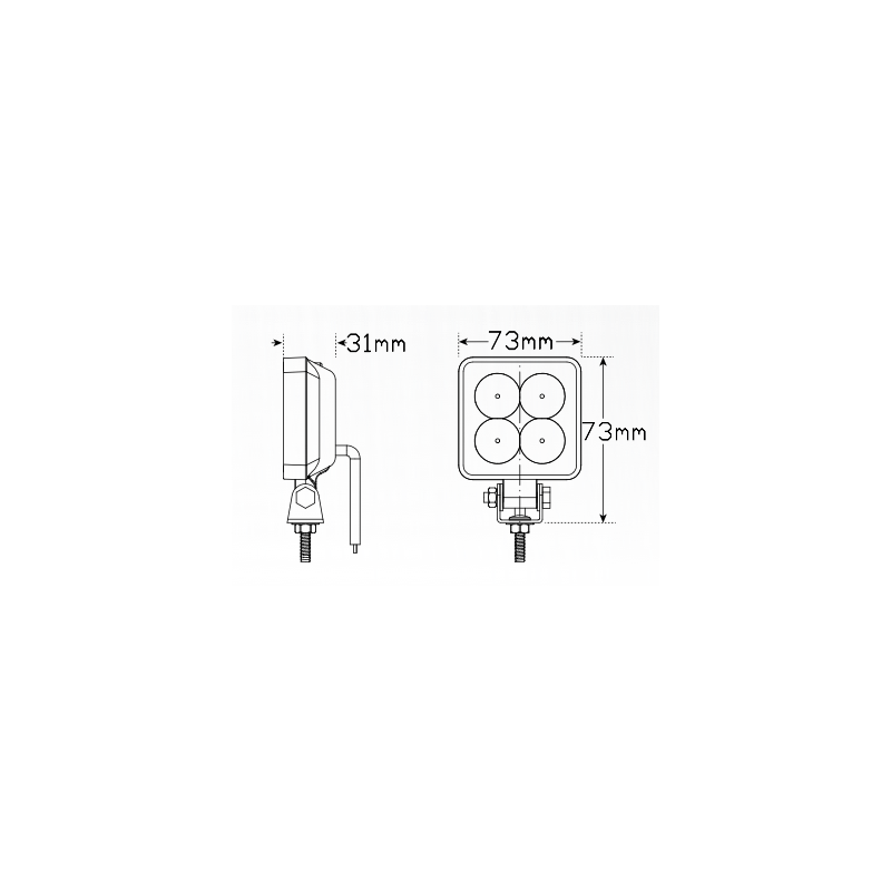 LED AUTOLAMP WHITE SQUARE WORK REVERSE LAMP
