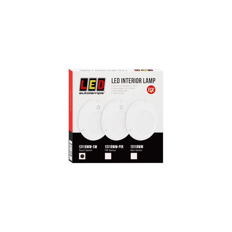 LIGHTING LED AUTOLAMP LARGE ROUND INTERIOR LAMP MOTION SENSOR