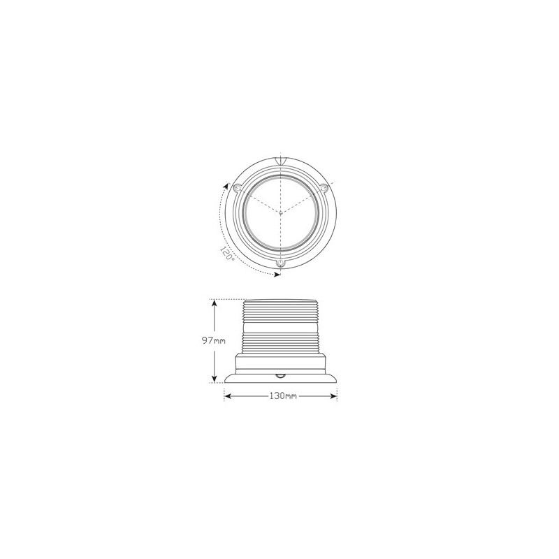 LED AUTOLAMP AMBER STROBE  130MM ROUND X 97 MM