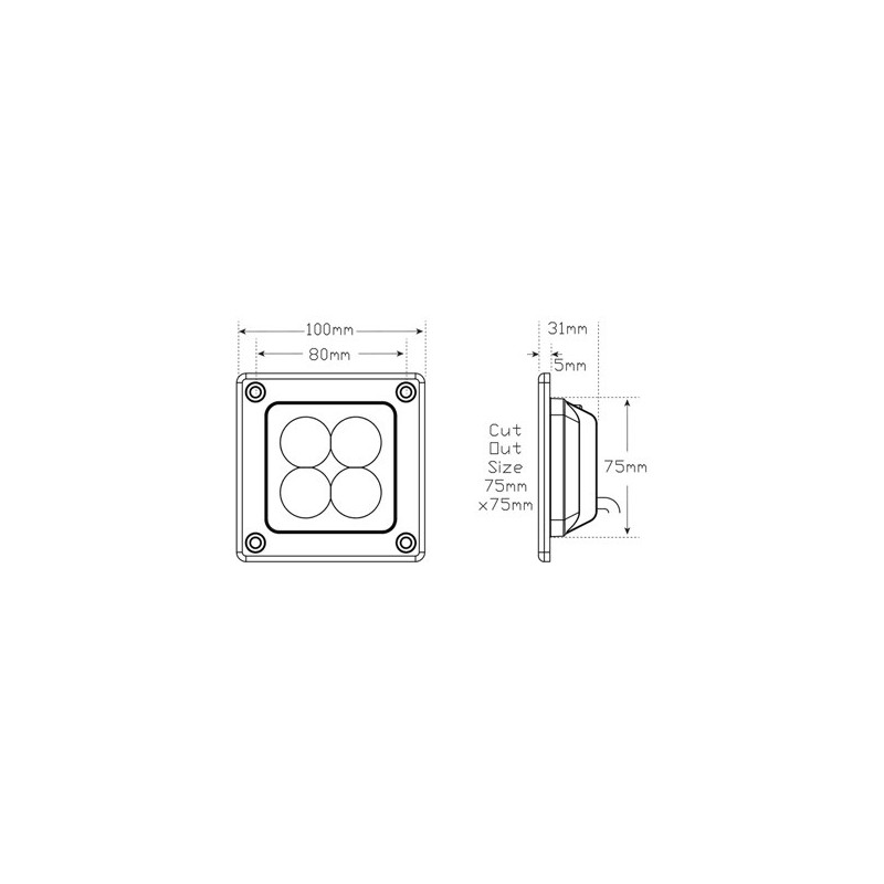 LED AUTOLAMP REVERSE LIGHT LED  REVERSE AND WORK LAMP RECESSED MOUNT