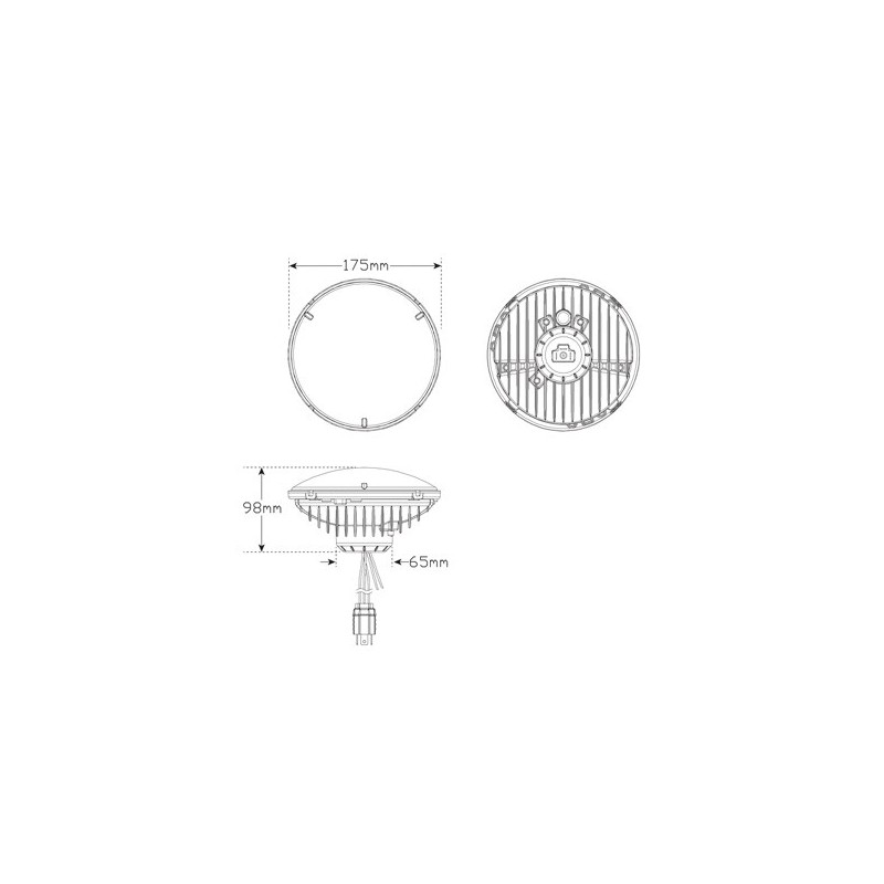 LIGHTING LED AUTOLAMP HEADLAMPS HI-LOW 7" 175MM