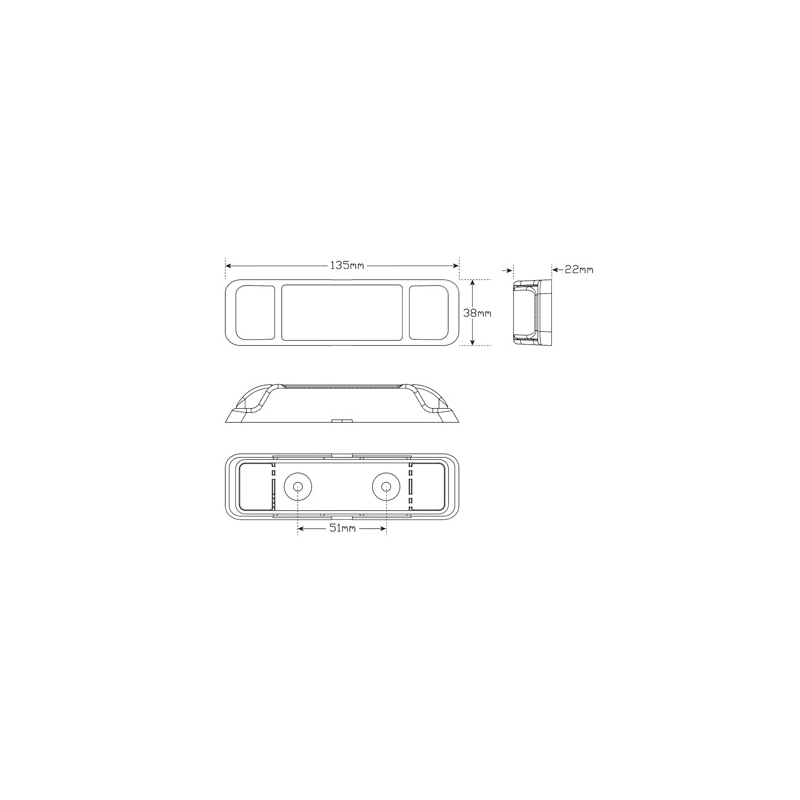 LIGHT LED AUTOLAMPS SIDE MARKER LIGHT RED/AMBER LED 12 OR 24V
