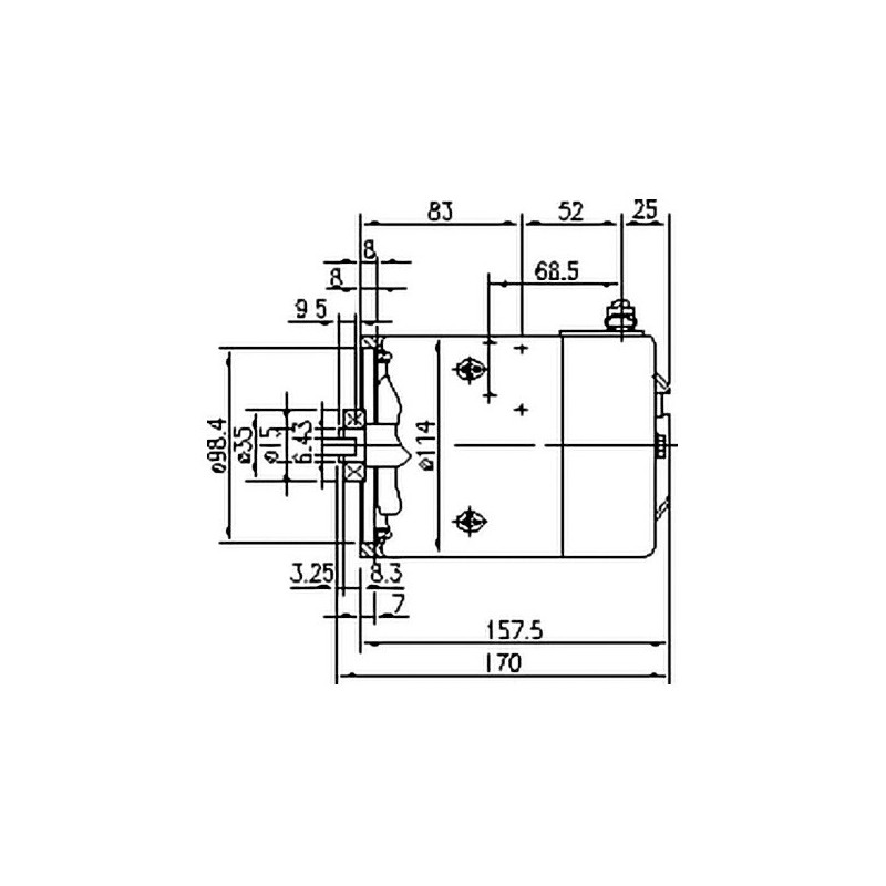 ROTATING DC MOTOR 24 VOLT 2.2 KW FEMALE SLOT DRIVE SHAFT
