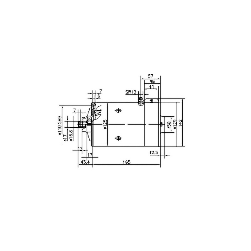 ROTATING DC MOTOR 24 VOLT 3.0 KW MALE SLOT DRIVE SHAFT