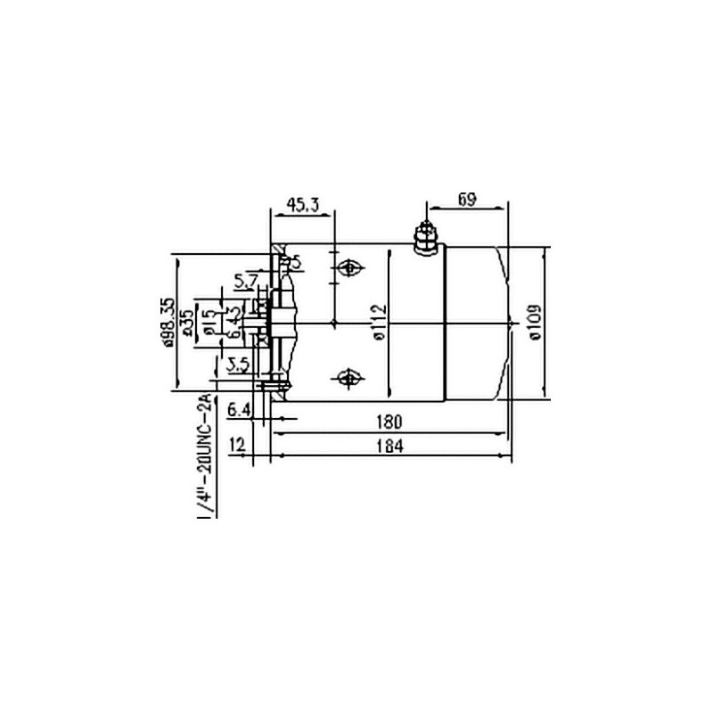 ROTATING DC MOTOR 24 VOLT 2.1 KW CCW FEMALE SLOT DRIVE SHAFT