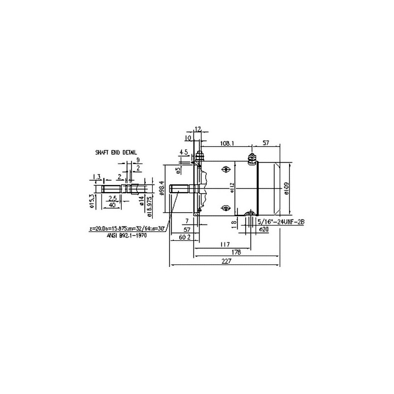 ROTATING DC MOTOR 12 VOLT 1.6KW BI-DIRECTIONAL MALE 20 SPLINE DRIVE SHAFT