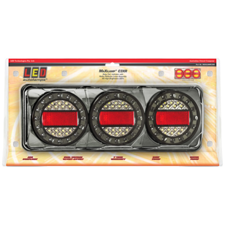 COMBINATION/TAIL LIGHT LED AUTOLAMPS STOP/TAIL/IND/REFLECTOR LED 12/24V BLACK CHROME HOUSING