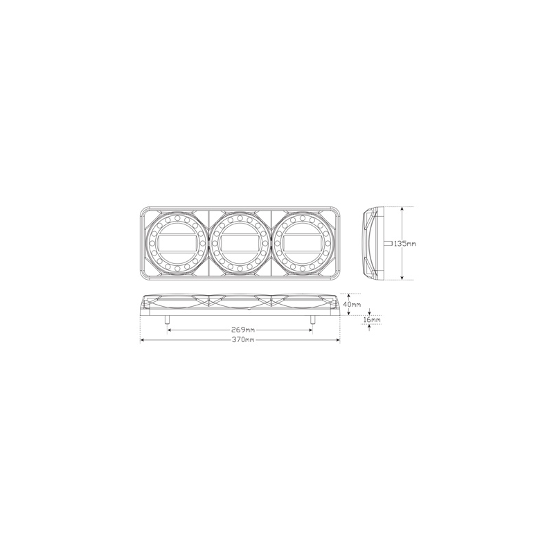 COMBINATION/TAIL LIGHT LED AUTOLAMPS STOP/TAIL/IND/REFLECTOR LED 12/24V BLACK CHROME HOUSING