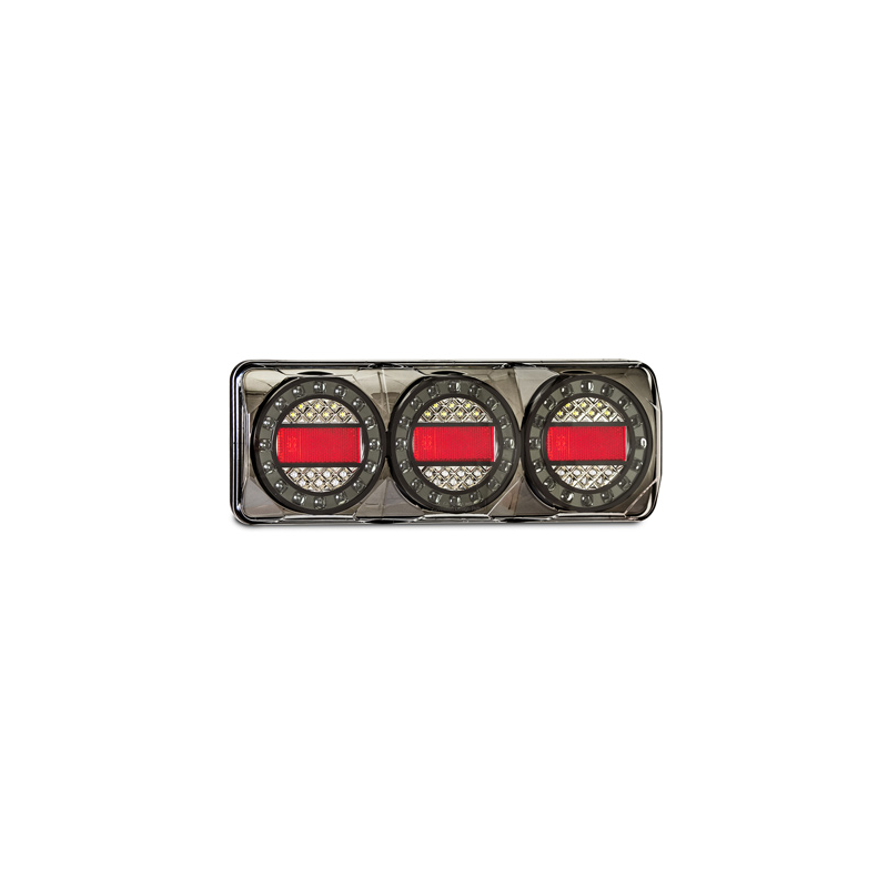 COMBINATION/TAIL LIGHT LED AUTOLAMPS STOP/TAIL/IND/REFLECTOR LED 12/24V BLACK CHROME HOUSING