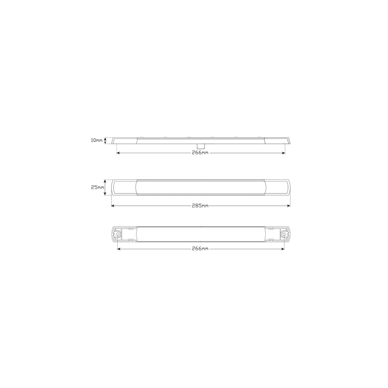 LIGHT LED AUTOLAMPS REVERSE LIGHT 24 LED 12V LOW PROFILE 285X25MM