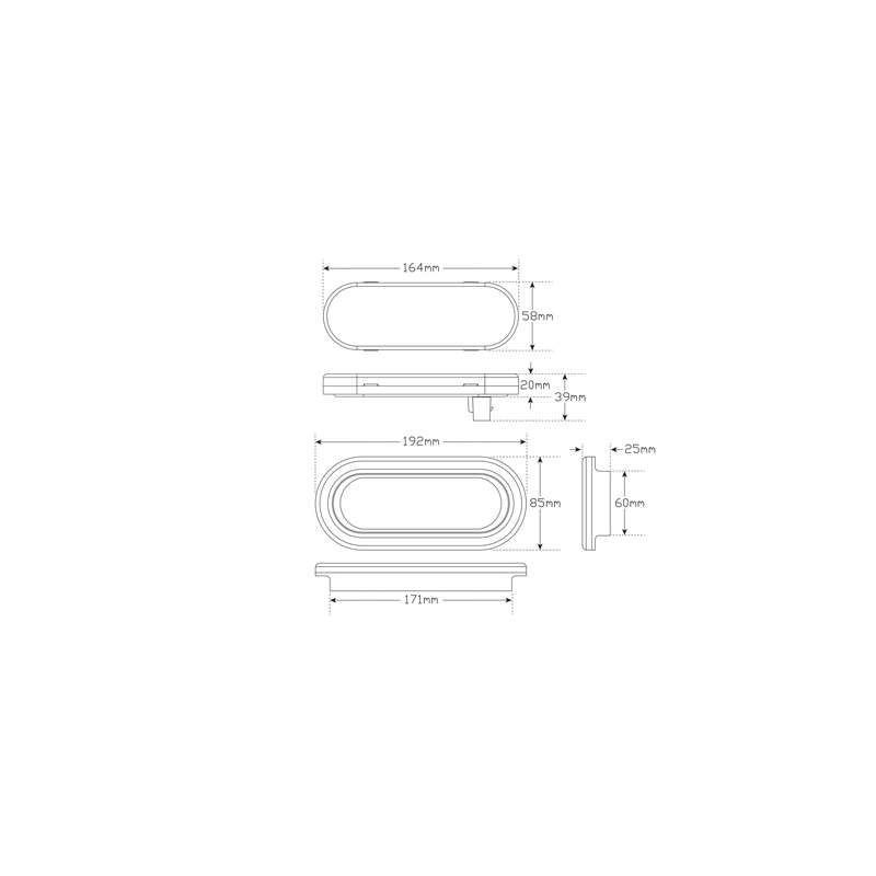 LIGHT LED AUTOLAMPS REVERSE LAMP WITH RUBBER GROMMET AND PLU
