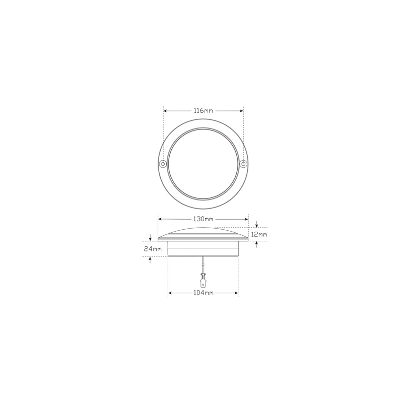 LIGHT LED AUTOLAMPS BLACK CHROME ROUND REVERSE LAMP WITH CLE