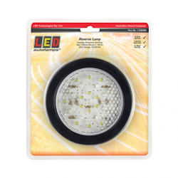 LIGHT LED AUTOLAMPS REVERSE LED LIGHT ROUND WHITE LENS W/RUBBER GROMMET AND