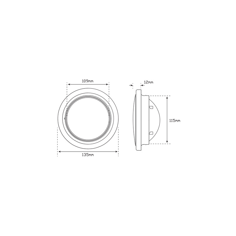 LIGHT LED AUTOLAMPS REVERSE LED LIGHT ROUND WHITE LENS W/RUBBER GROMMET AND