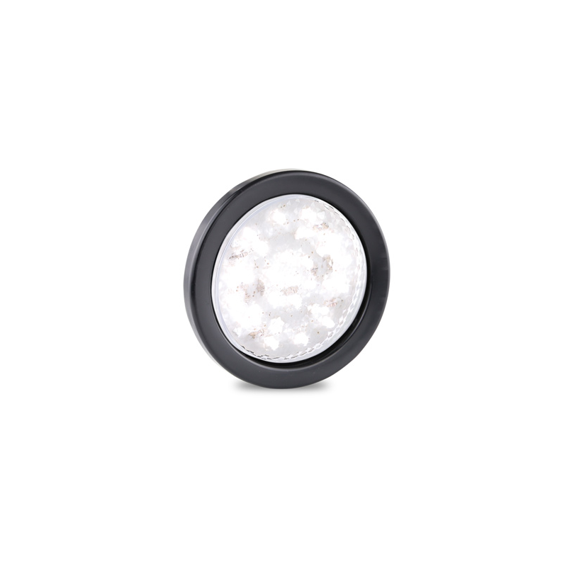 LIGHT LED AUTOLAMPS REVERSE LED LIGHT ROUND WHITE LENS W/RUBBER GROMMET AND