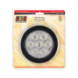 LED AUTOLAMPS REVERSE LAMP WITH WHITE LENS, 3 PRON PLU