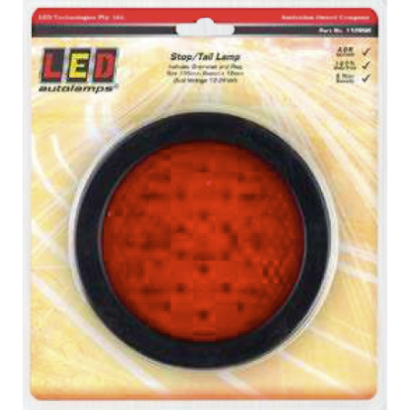 COMBINATION/TAIL LIGHT LED AUTOLAMPS LED STOP TAIL LIGHT ROUND WITH GROMMET / PLUG 12-24V