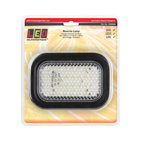 LIGHT LED AUTOLAMPS LED REVERSE LIGHT WITH GROMMET & PLUG 12-24V