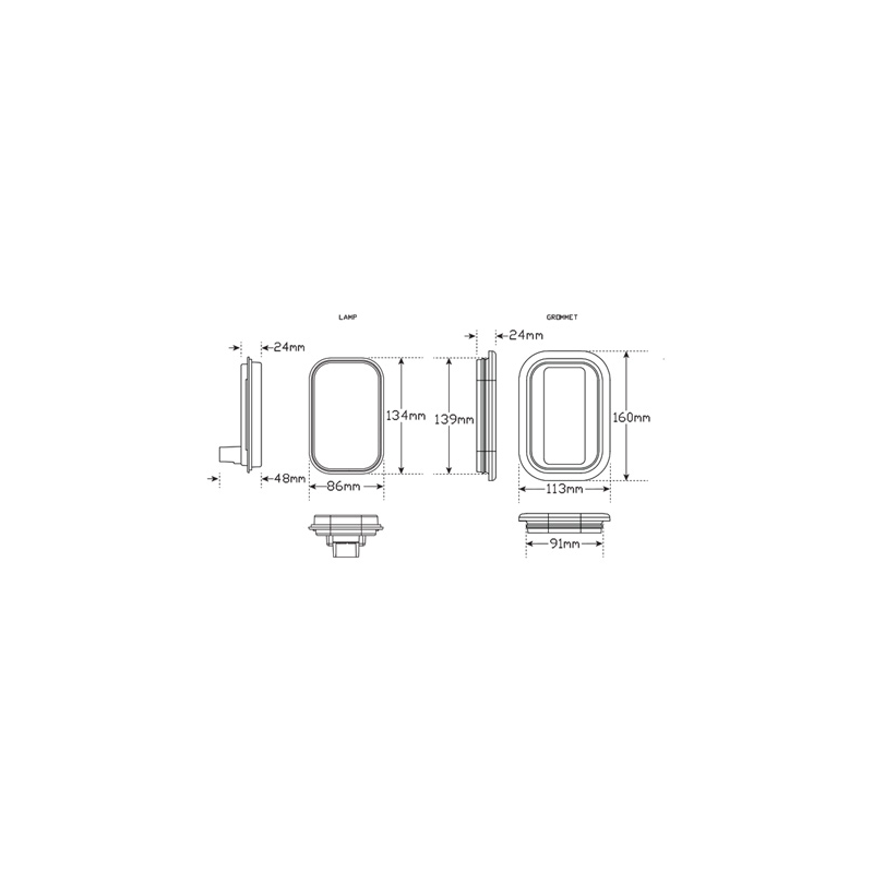 LIGHT LED AUTOLAMPS LED REVERSE LIGHT WITH GROMMET & PLUG 12-24V