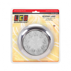 LIGHT LED AUTOLAMPS 12 VOLT ROUND REVERSE LIGHT CHROME FLANGE