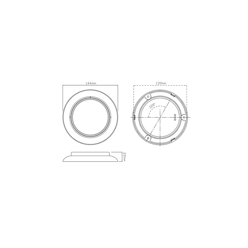 LIGHT LED AUTOLAMPS 12 VOLT ROUND REVERSE LIGHT CHROME FLANGE