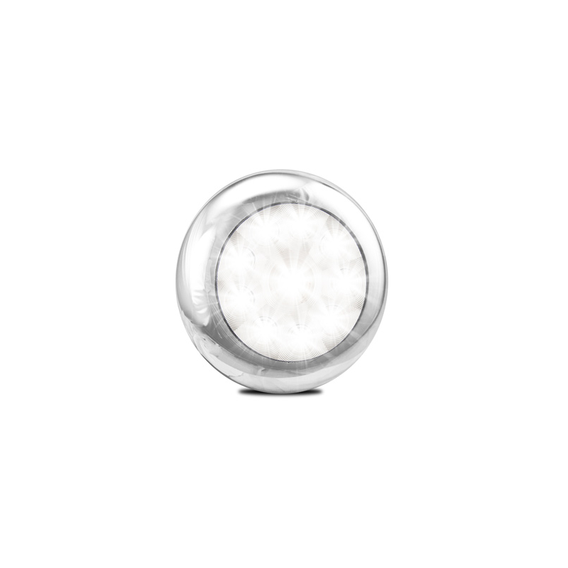 LIGHT LED AUTOLAMPS 12 VOLT ROUND REVERSE LIGHT CHROME FLANGE