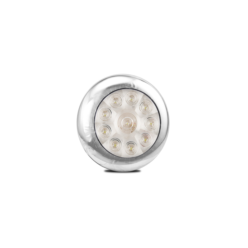 LIGHT LED AUTOLAMPS 12 VOLT ROUND REVERSE LIGHT CHROME FLANGE
