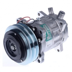 AIR- CON COMPRESSOR SANDEN 24V EAR MOUNT SUIT ISUZU KOBELCO SCANIA VOLVO CASE DYNAPAC JOHN DEERE  FORD JCB