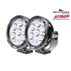 DRIVING LIGHT GREAT WHITES ATTACK LED DRIVING LIGHT ROUND BACKLIT 11-32V COMBINATION Pack