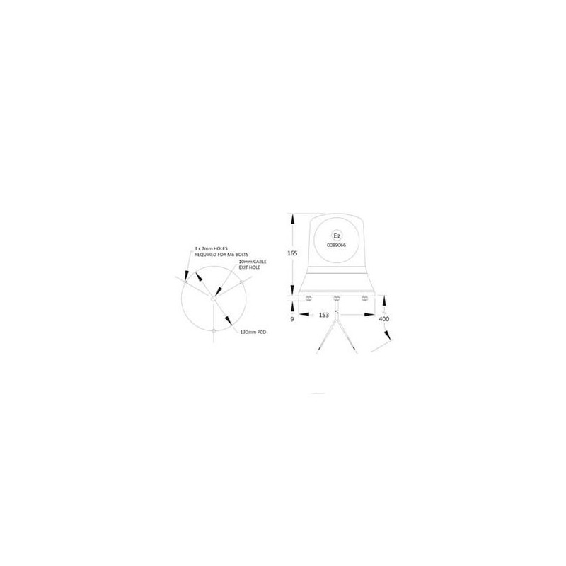 LIGHTING HALOGEN AMBER ROTATING BEACON 12 OR 24 VOLT PERMANET MOUNT