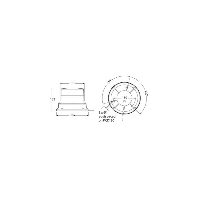 LIGHTING LED STROBE AMBER 12 TO 30 VOLT PERMANENT MOUNT