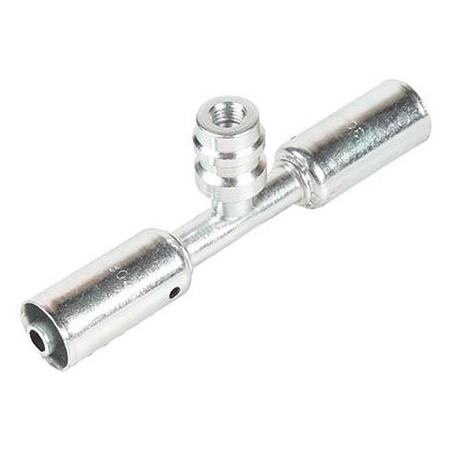 AIR CONDITIONING STEEL FITTING  6 SPLICER REDUCED BEADLOCK 6 STRAIGHT WITH R134a PORT