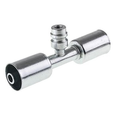 AIR CONDITIONING STEEL FITTING  8 SPLICER BEADLOCK 8 STRAIGHT WITH R134a PORT